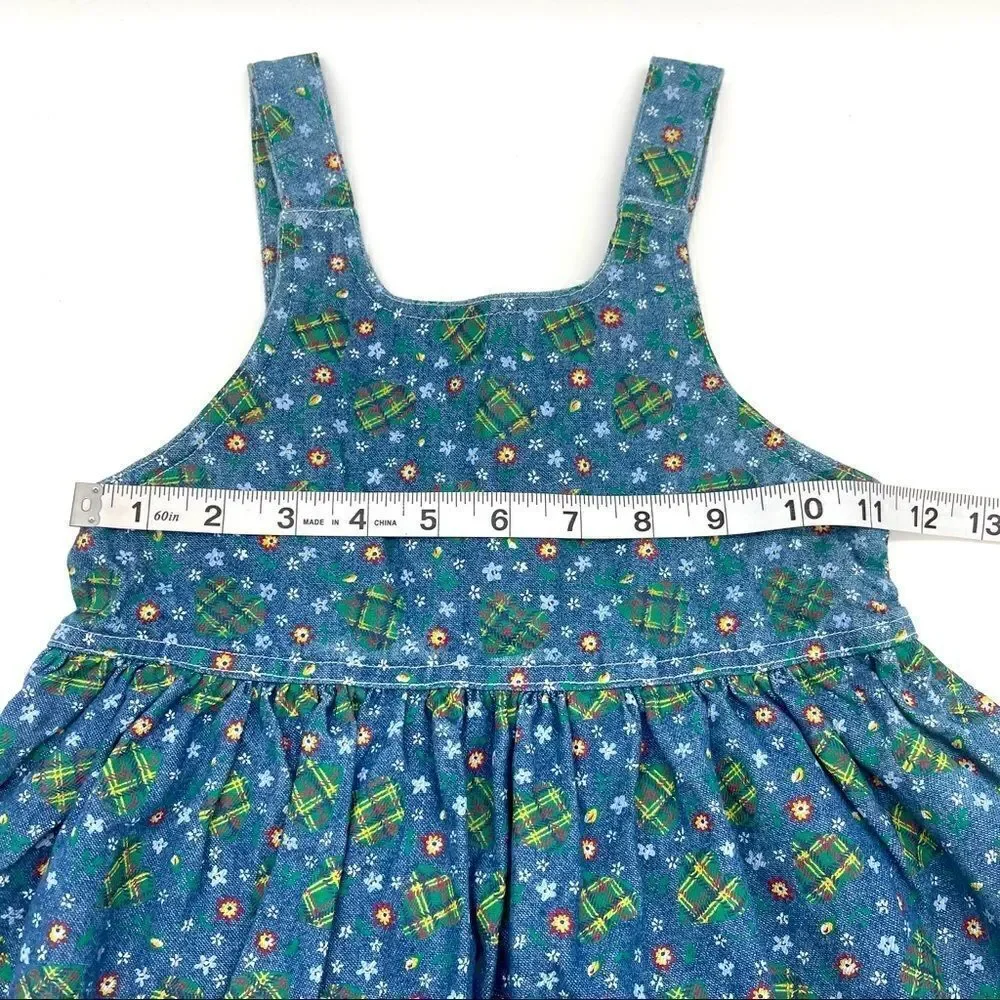 🌸 Badge Printed Chambray Dress Overalls